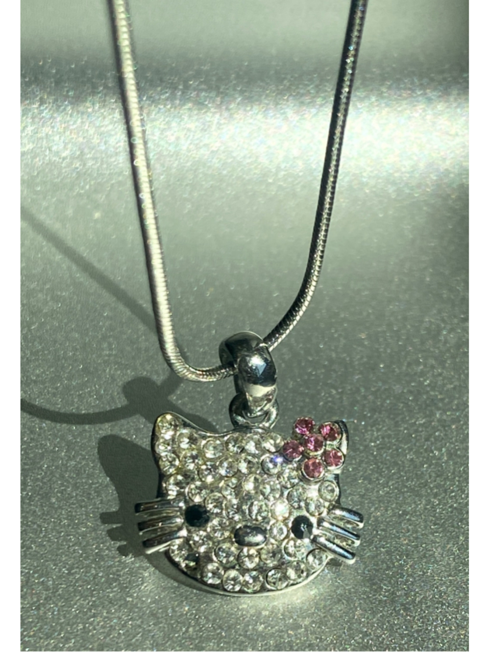 Women's Sanrio Hello Kitty Crystal Pendant Necklace Silver Pink One Size